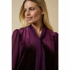 Wallis Petite Plum Tie Neck Velvet Shift Dress For Female -Cheap Wallis Store unnamed file 4661