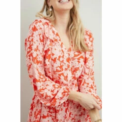 Wallis Floral Silhouette Ruffle Button Through Dress For Female -Cheap Wallis Store unnamed file 4679