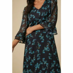 Wallis Tall Green Floral Ruffle Sleeve Tea Dress For Female -Cheap Wallis Store unnamed file 4704