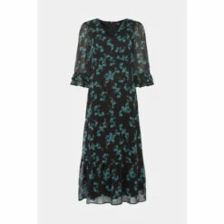 Wallis Tall Green Floral Ruffle Sleeve Tea Dress For Female -Cheap Wallis Store unnamed file 4705