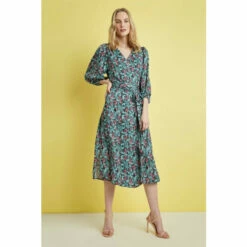 Wallis Petite Green Paisley Wrap Belted Dress For Female -Cheap Wallis Store unnamed file 4723