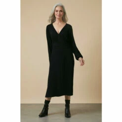 Wallis Black Jersey Gathered Waist Dress For Female