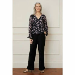 Wallis Silk Mix Feather Print Wrap Top For Female