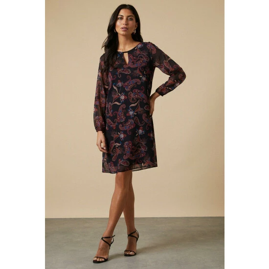 Wallis Black Paisley Keyhole Shift Dress For Female 4 Wallis Black Paisley Keyhole Shift Dress For Female - Image 2