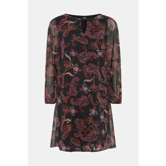 Wallis Black Paisley Keyhole Shift Dress For Female 7 Wallis Black Paisley Keyhole Shift Dress For Female - Image 5