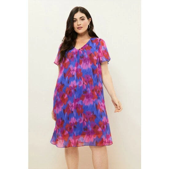 Wallis Curve Blurred Floral Split Front Dress For Female 3 Wallis Curve Blurred Floral Split Front Dress For Female