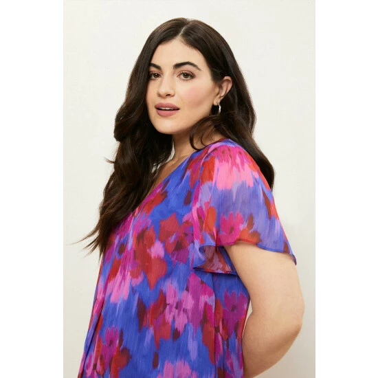 Wallis Curve Blurred Floral Split Front Dress For Female 6 Wallis Curve Blurred Floral Split Front Dress For Female - Image 4