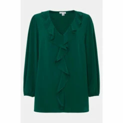 Wallis Tall Plain Ruffle Front 3/4 Sleeve Top For Female -Cheap Wallis Store unnamed file 4832