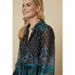 Wallis Teal Border Shirred Belted Dress For Female -Cheap Wallis Store unnamed file 4855