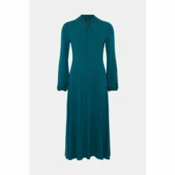 Wallis Teal Border Shirred Belted Dress For Female -Cheap Wallis Store unnamed file 4856