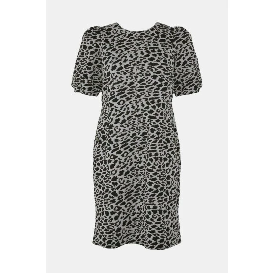 Wallis Tall Zebra Jacquard Puff Sleeve Dress For Female 7 Wallis Tall Zebra Jacquard Puff Sleeve Dress For Female - Image 5