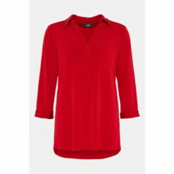 Wallis Red Jersey Pocket Shirt For Female -Cheap Wallis Store unnamed file 4902