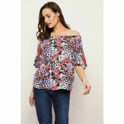 Wallis Pink Butterfly Print Bardot Top For Female