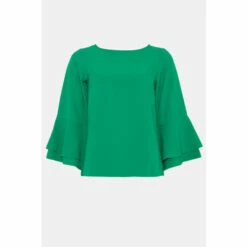 Wallis Petite Green Crepe Flute Sleeve Top For Female 13 Wallis Petite Green Crepe Flute Sleeve Top For Female -Cheap Wallis Store unnamed file 491