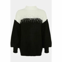 Wallis Tall Black Scatter Sequin Constrast Jumper For Female -Cheap Wallis Store unnamed file 4939