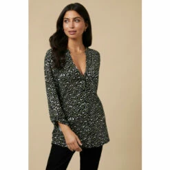 Wallis Tall Khaki Animal Button Down Jersey Shirt For Female -Cheap Wallis Store unnamed file 4946