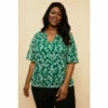 Wallis Curve Green Sprig Angel Sleeve Top For Female