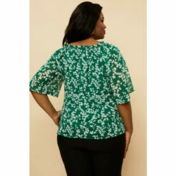 Wallis Curve Green Sprig Angel Sleeve Top For Female -Cheap Wallis Store unnamed file 4956