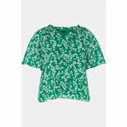 Wallis Curve Green Sprig Angel Sleeve Top For Female -Cheap Wallis Store unnamed file 4958