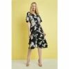 Wallis Petite Black Pink Floral Tiered Midi Dress For Female