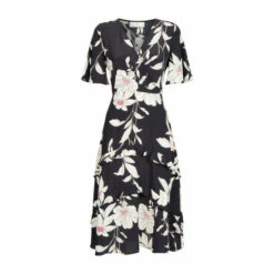 Wallis Petite Black Pink Floral Tiered Midi Dress For Female -Cheap Wallis Store unnamed file 4964