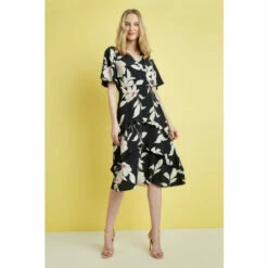 Wallis Petite Black Pink Floral Tiered Midi Dress For Female -Cheap Wallis Store unnamed file 4965