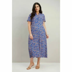 Wallis Curve Blue Floral Shirt Dress For Female
