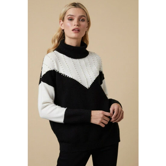 Wallis Pearl Colour Block High Neck Jumper For Female 3 Wallis Pearl Colour Block High Neck Jumper For Female