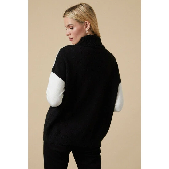 Wallis Pearl Colour Block High Neck Jumper For Female 5 Wallis Pearl Colour Block High Neck Jumper For Female - Image 3