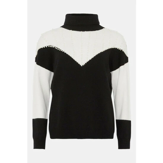 Wallis Pearl Colour Block High Neck Jumper For Female 7 Wallis Pearl Colour Block High Neck Jumper For Female - Image 5