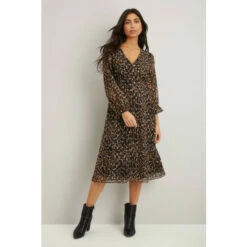 Wallis Leopard Gold Metallic Button Through Dress For Female -Cheap Wallis Store unnamed file 5033