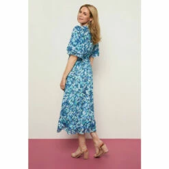 Wallis Blue Abstract Wrap Midi Dress For Female -Cheap Wallis Store unnamed file 5042