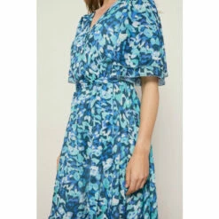 Wallis Blue Abstract Wrap Midi Dress For Female -Cheap Wallis Store unnamed file 5044