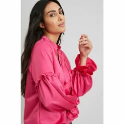 Wallis Petite Pink Volume Frill Long Sleeve Top For Female -Cheap Wallis Store unnamed file 5070