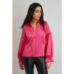 Wallis Petite Pink Volume Frill Long Sleeve Top For Female -Cheap Wallis Store unnamed file 5072