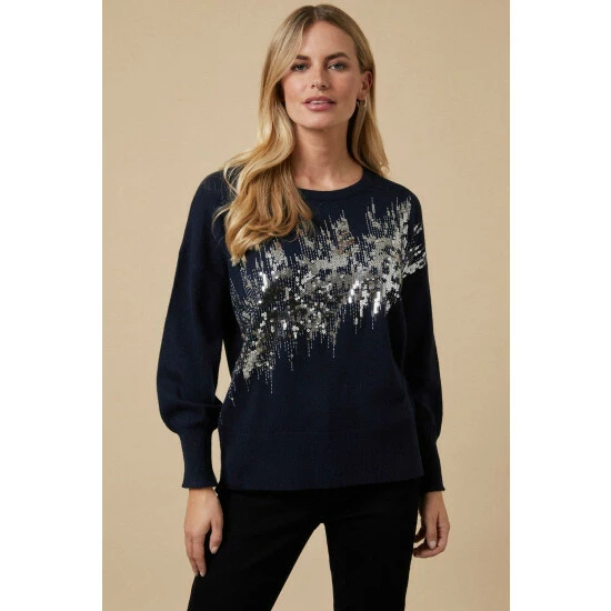 Wallis Petite Navy Sequin Flash Jumper For Female 3 Wallis Petite Navy Sequin Flash Jumper For Female