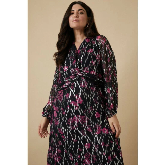 Wallis Curve Black Front Wrap Midi Dress For Female 4 Wallis Curve Black Front Wrap Midi Dress For Female - Image 2