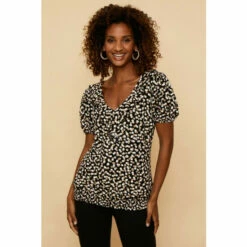 Wallis Taupe Spot Jersey Ruffle Top For Female -Cheap Wallis Store unnamed file 51