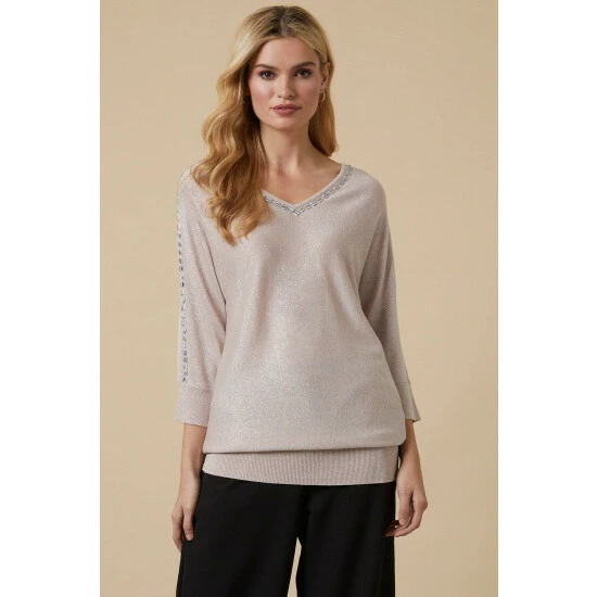 Wallis Embellished Trim Metallic V Neck Tunic For Female 9 Wallis Embellished Trim Metallic V Neck Tunic For Female - Image 7