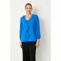 Wallis Cobalt Ruffle Front Blouse For Female