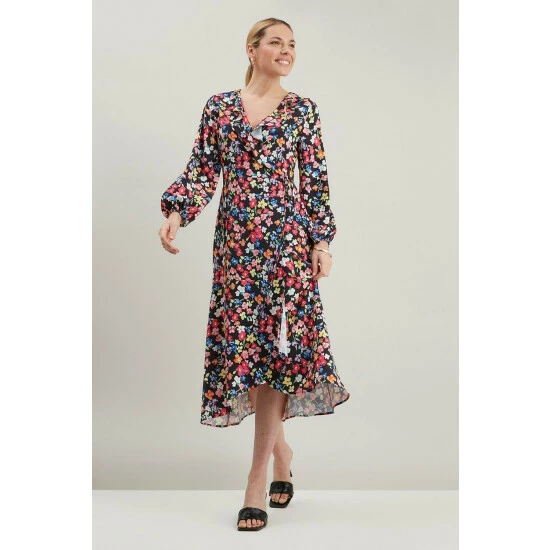 Wallis Ditsy Floral Print Wrap Ruffle Dress For Female 8 Wallis Ditsy Floral Print Wrap Ruffle Dress For Female - Image 6