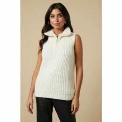 Wallis Zip Neck Sleeveless Jumper For Female