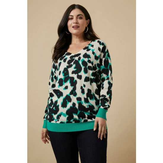 Wallis Curve Animal Pop V Neck Jumper For Female 4 Wallis Curve Animal Pop V Neck Jumper For Female - Image 2