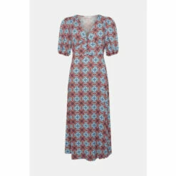 Wallis Petite Orange Geo Printed V Neck Midi Dress For Female -Cheap Wallis Store unnamed file 5238