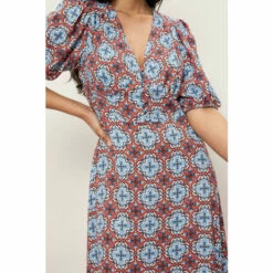 Wallis Petite Orange Geo Printed V Neck Midi Dress For Female -Cheap Wallis Store unnamed file 5240