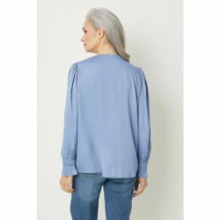 Wallis Blue Plain Tie Neck Blouse For Female -Cheap Wallis Store unnamed file 528