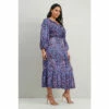 Wallis Curve Blue Animal Midi Dress For Female
