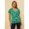Wallis Petite Green Ditsy Jersey Frill Top For Female -Cheap Wallis Store unnamed file 5303
