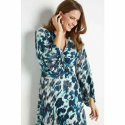 Wallis Teal Animal Tie Dye Twist Front Dress For Female -Cheap Wallis Store unnamed file 5344