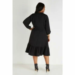 Wallis Curve Black Button Through Midi Tiered Dress For Female -Cheap Wallis Store unnamed file 5380